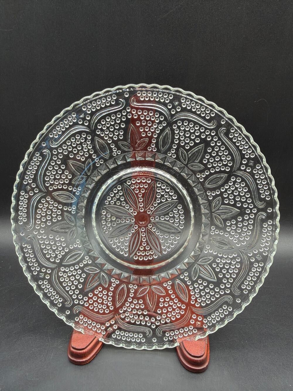 Vintage Federal Glass Heritage Clear 8" Luncheon Plate Sandwich Glass Floral